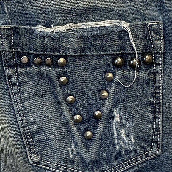 Yaso Brand Jeans Men 32 x 33 Blue Y2K Straight Distressed Studded Pockets Grunge - Picture 15 of 16